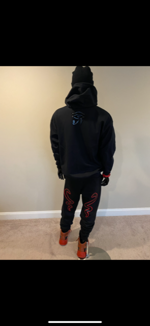 Black on Black Ra zip up Hoodie